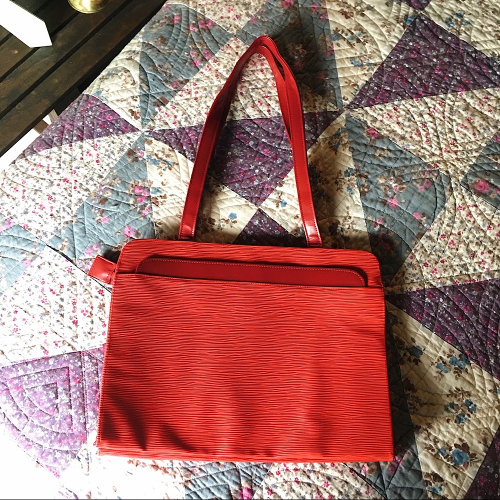 Vintage Fire Engine Red Faux Leather Satchel